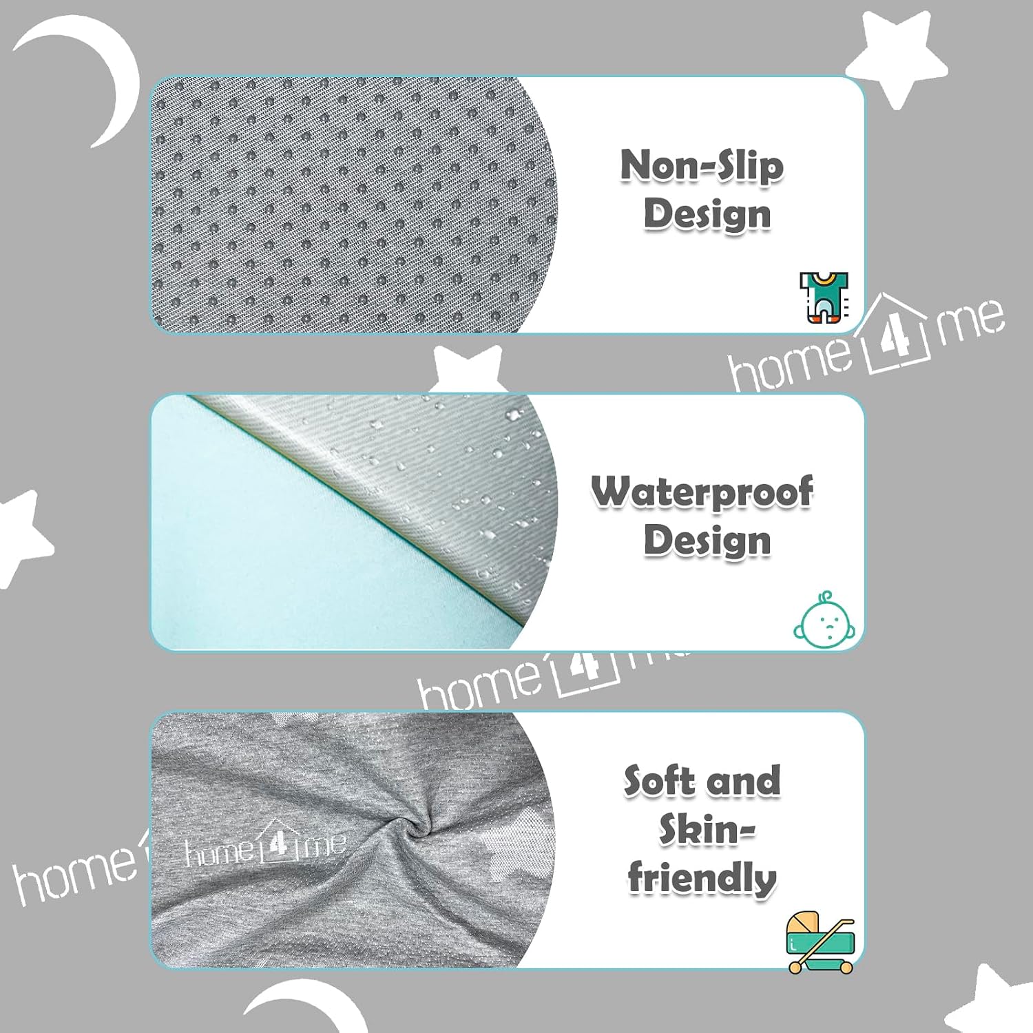 Detalle de Home4me HE-013 Trifold Pack and Play Mattress, Dual-Sided Memory Foam