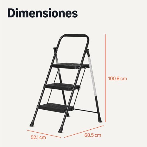 Thumbnail 4 de Amazon Basics escalera plegable de 3 peldaños de acero, antideslizante, 150 kg