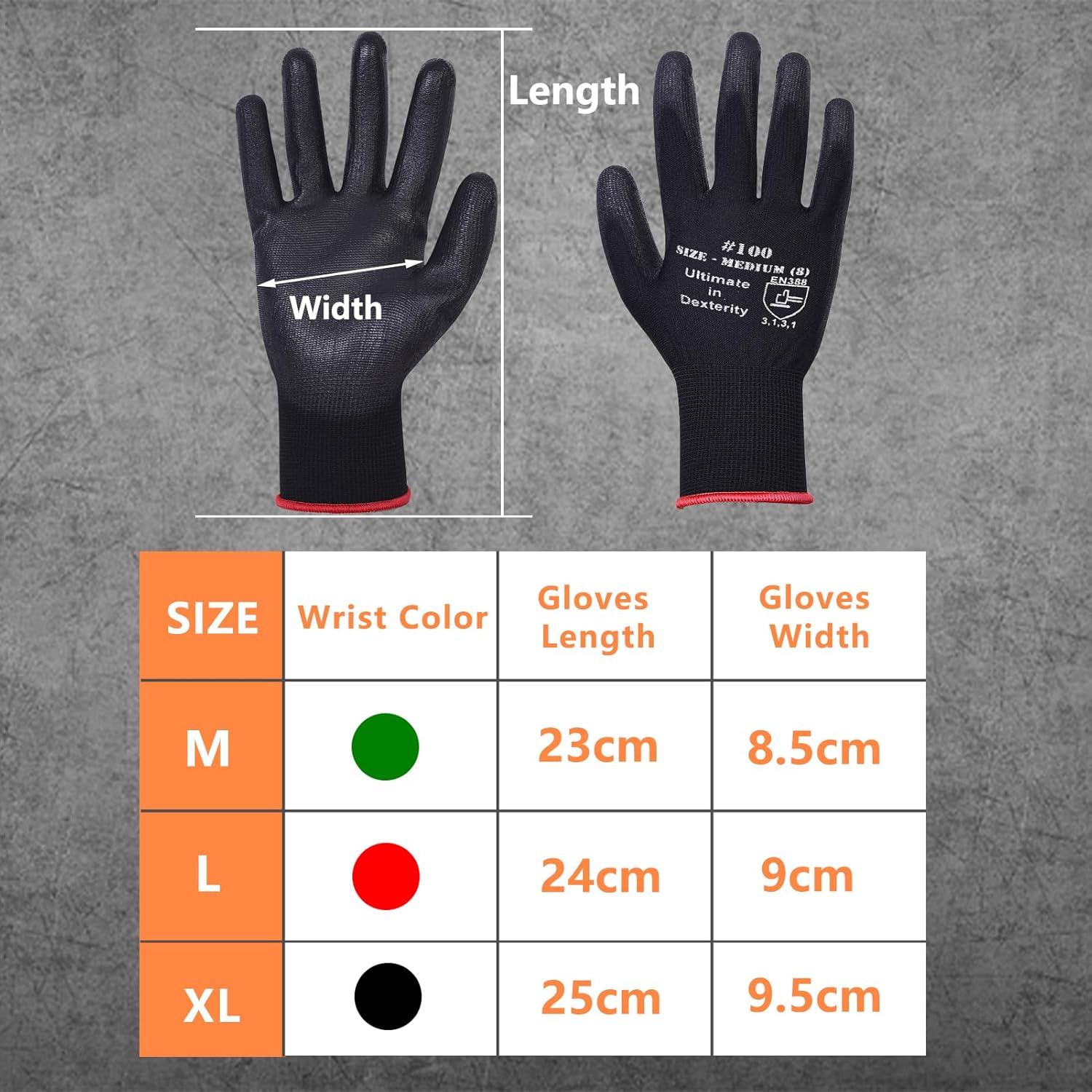Thumbnail 4 de Donfri XL PU-coated safety work gloves 12 pairs
