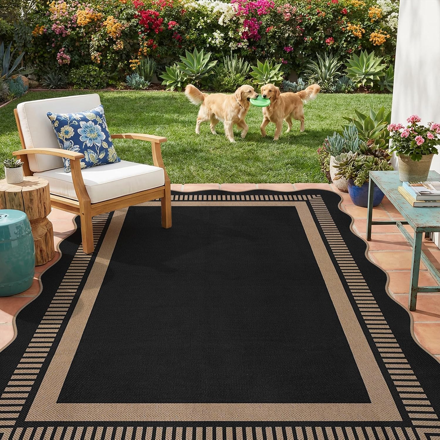 Detalle de Dadasgk LDYUS-A022-Black-5x7 5' x 7' Washable Indoor-Outdoor Area Rug