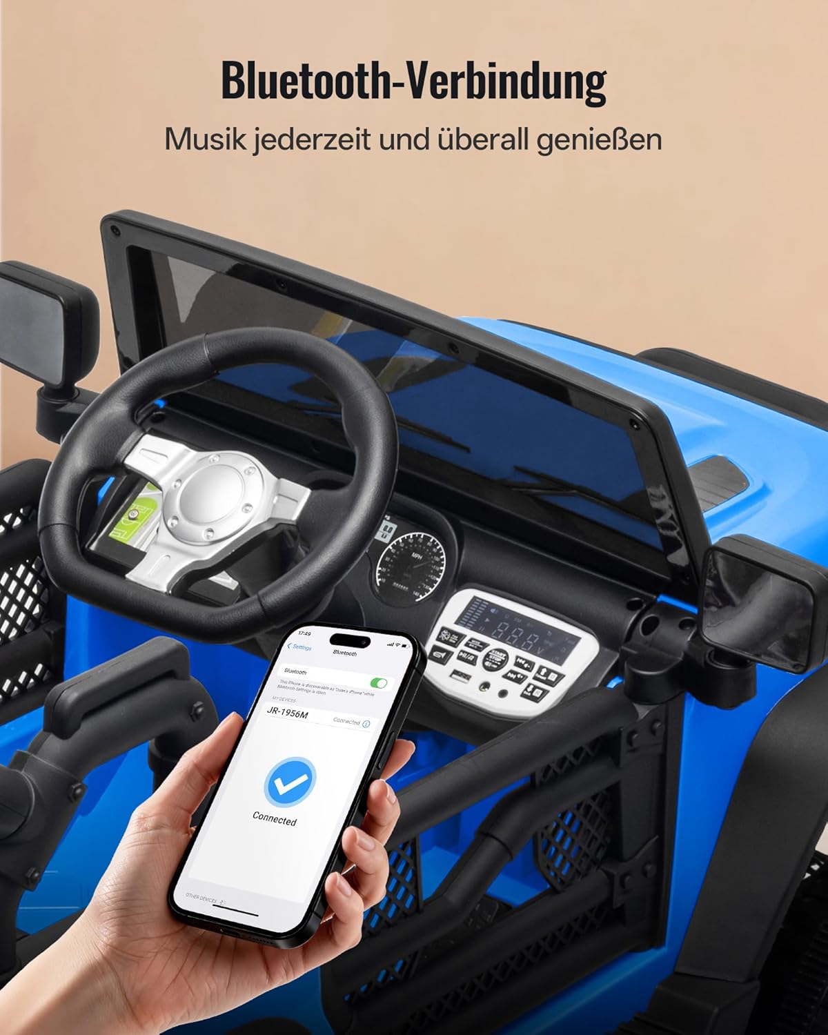 Thumbnail 5 de Outfunny 12V Elektroauto für Kinder (mit Fernbedienung & LED) – Blau