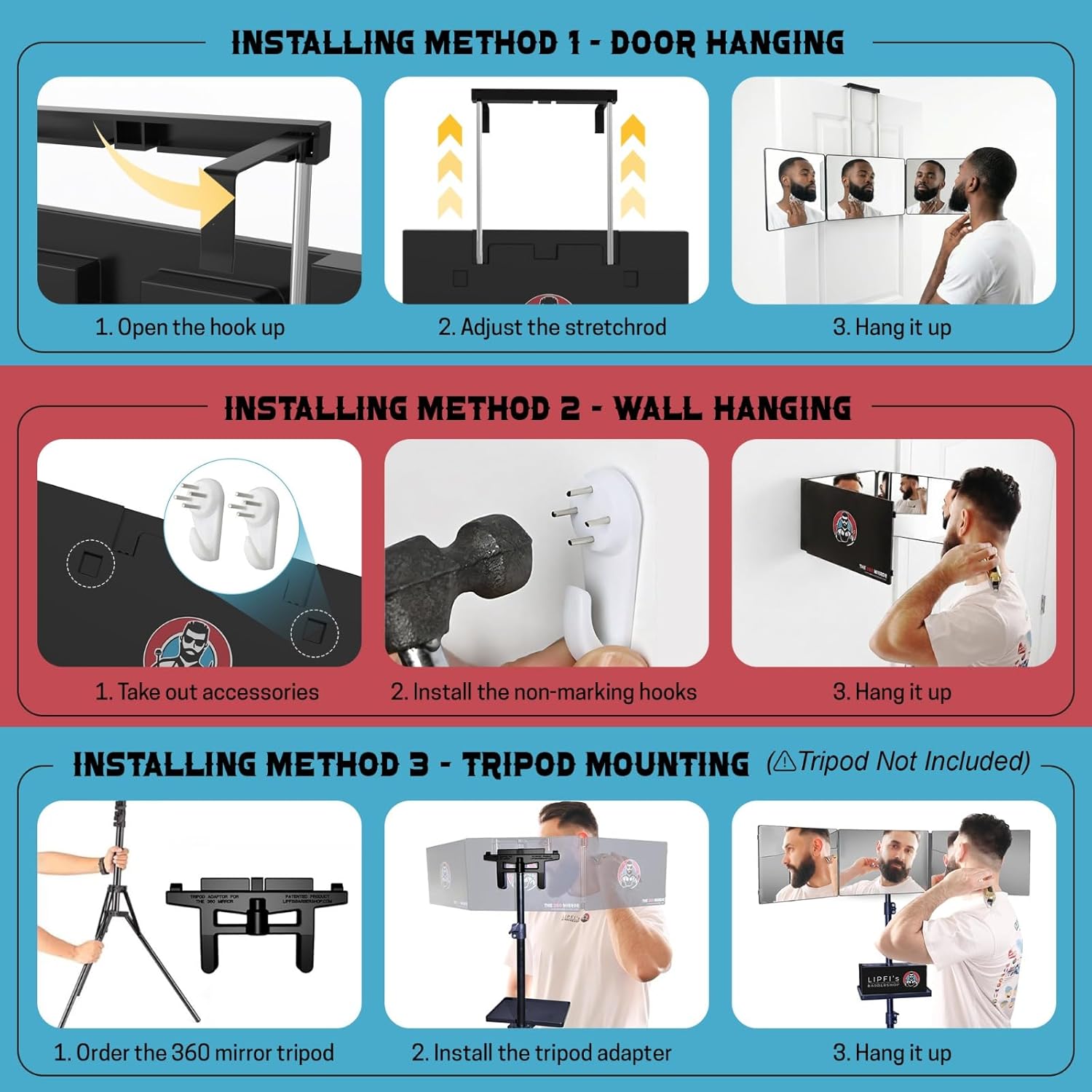 Detalle de 360 Mirror: 3-Way Tri-Fold Haircut Mirror for DIY Grooming