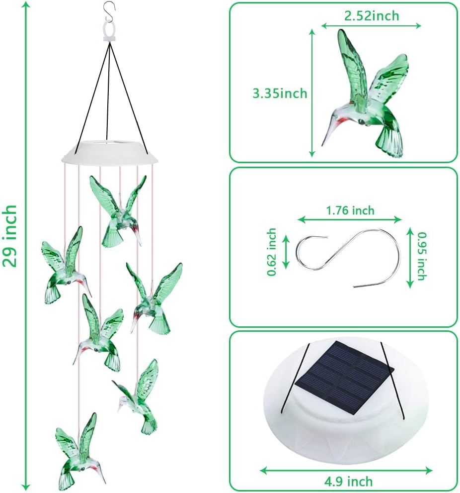 Detalle de Fohil Solar wind chime with 12 LEDs