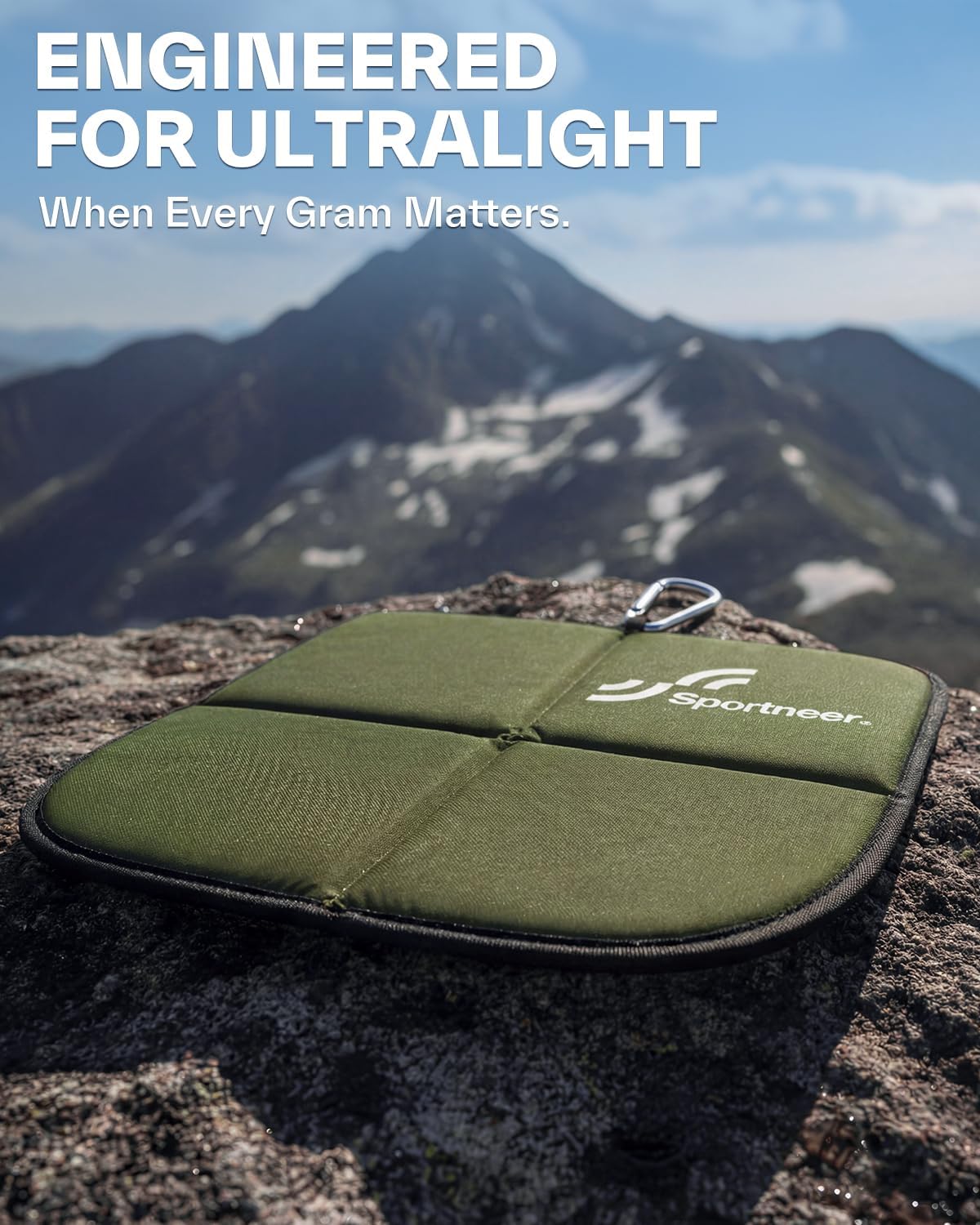 Detalle de Sportneer Sitzkissen Outdoor (grau) – faltbare, wasserdichte Sitzunterlage für Camping & Wandern
