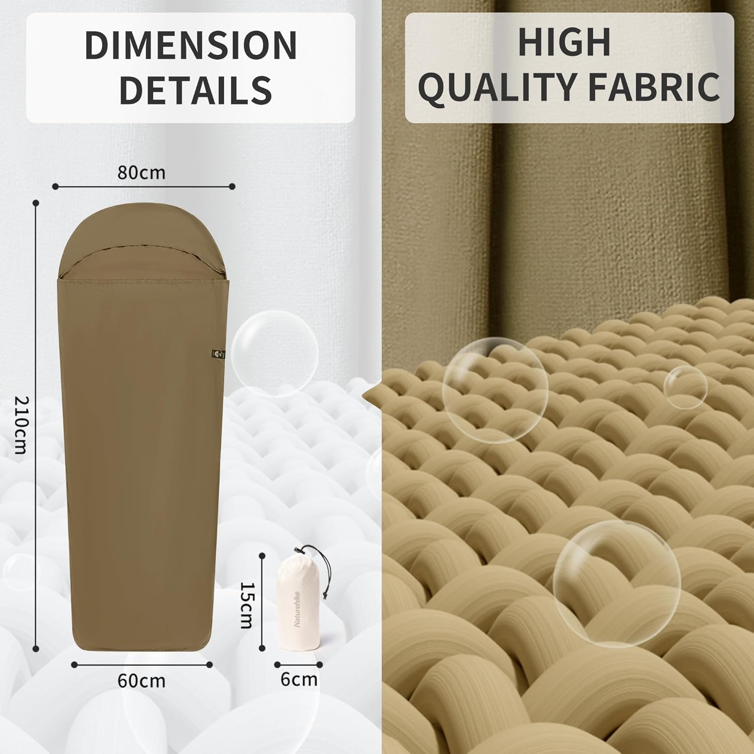 Thumbnail 1 de Naturehike Ultralight Sleeping Bag Liner (Hut Liner) – 128g travel sheet, compact pack size
