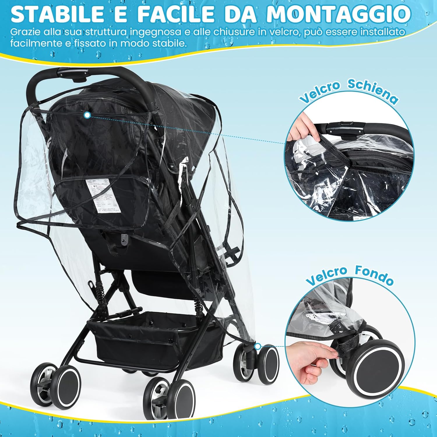 Thumbnail 3 de Orzbow Parapioggia per passeggino universale con finestra, EVA alimentare trasparente e apertura facilitata