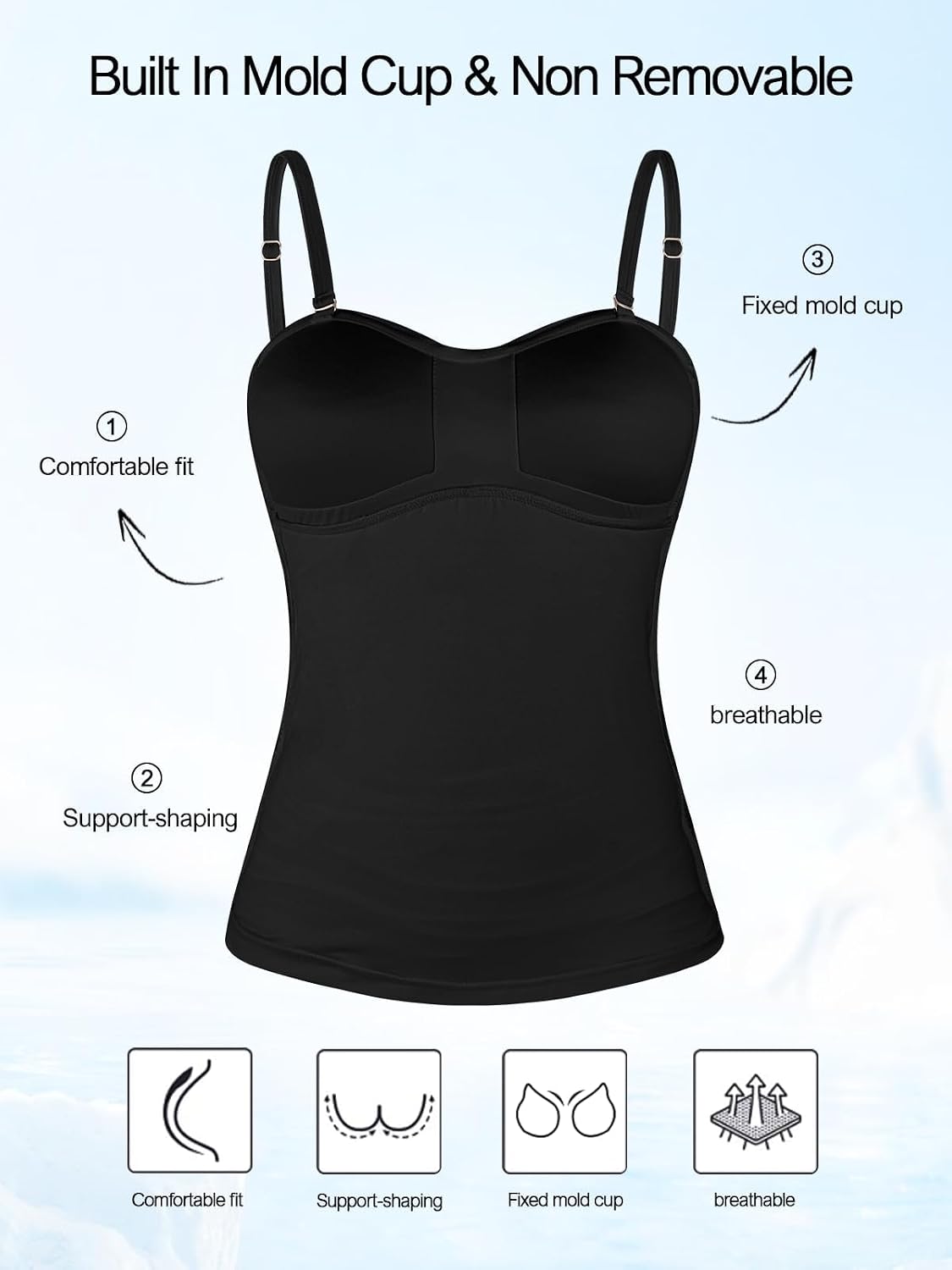 Detalle de Ocean Blues Women's Twist Bandeau Swimsuit Top with Ruched Tummy Control (Tankini Top Only)