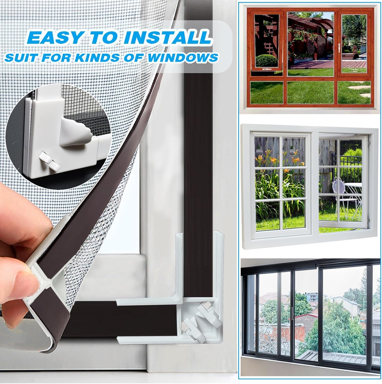Thumbnail 6 de AMLOOPH Magnetic Window Fly Screens — DIY, No-Drill Insect Mesh with Magnetic Closure (Up to 120x130cm)