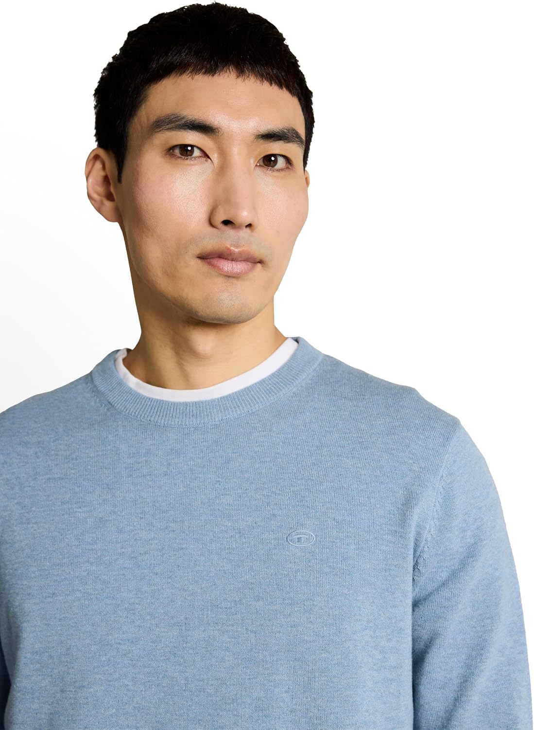 Detalle de TOM TAILOR Herren Strickpullover mit Crewneck – Basic Modell in Unifarben