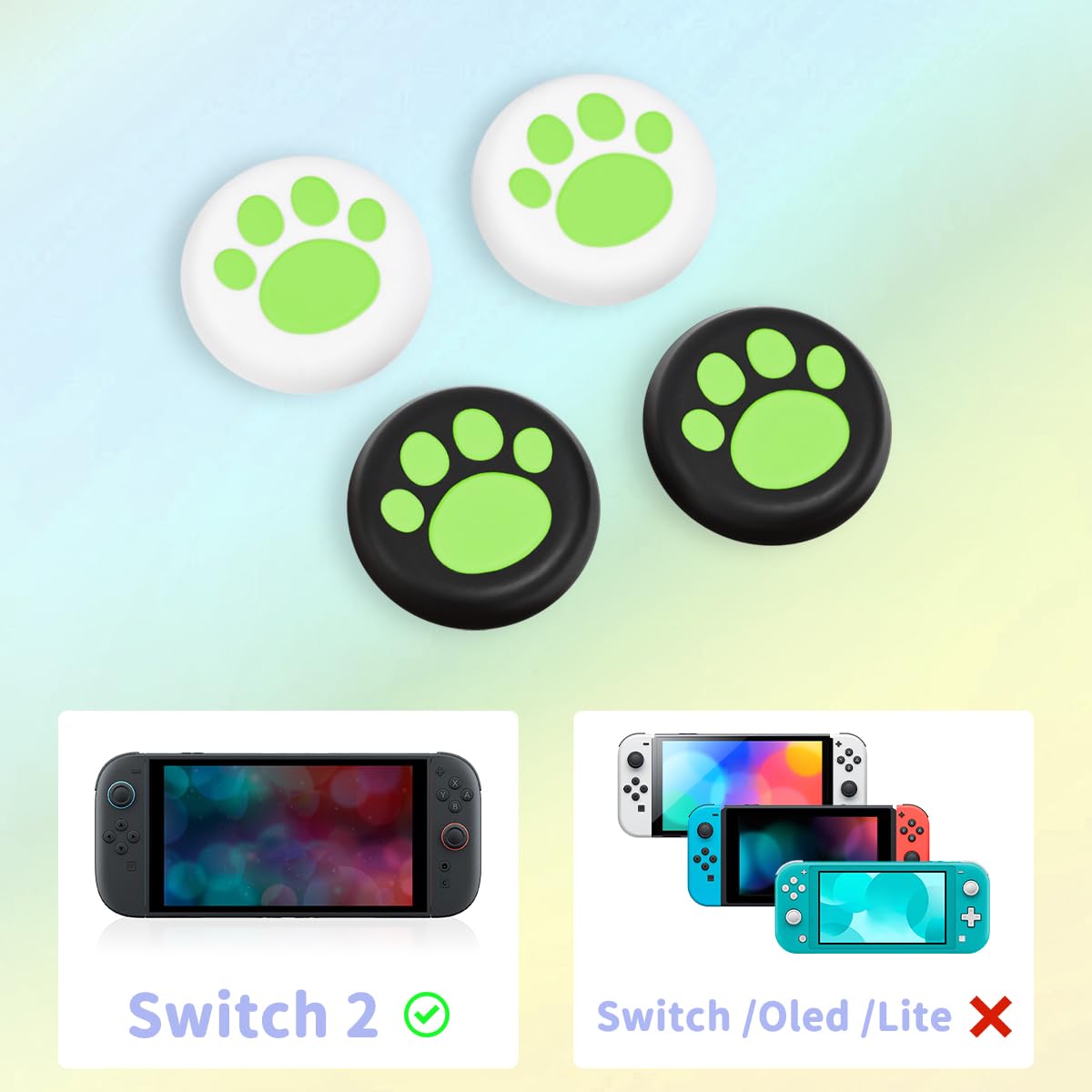Thumbnail 5 de DLseego Cat Paw Thumb Grip Caps for Switch 2 – 4-Pack