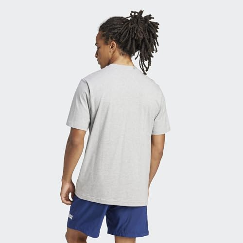 Detalle de Adidas Uomo Essentials Linear Single Jersey Shirt – Girocollo, Regular Fit, 100% Cotone