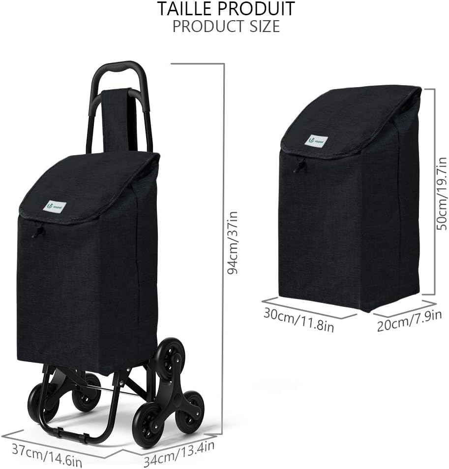 Thumbnail 6 de VOUNOT Chariot de Courses 6 Roues avec Compartiment Imperméable — 2 en 1, 32 L, pliable