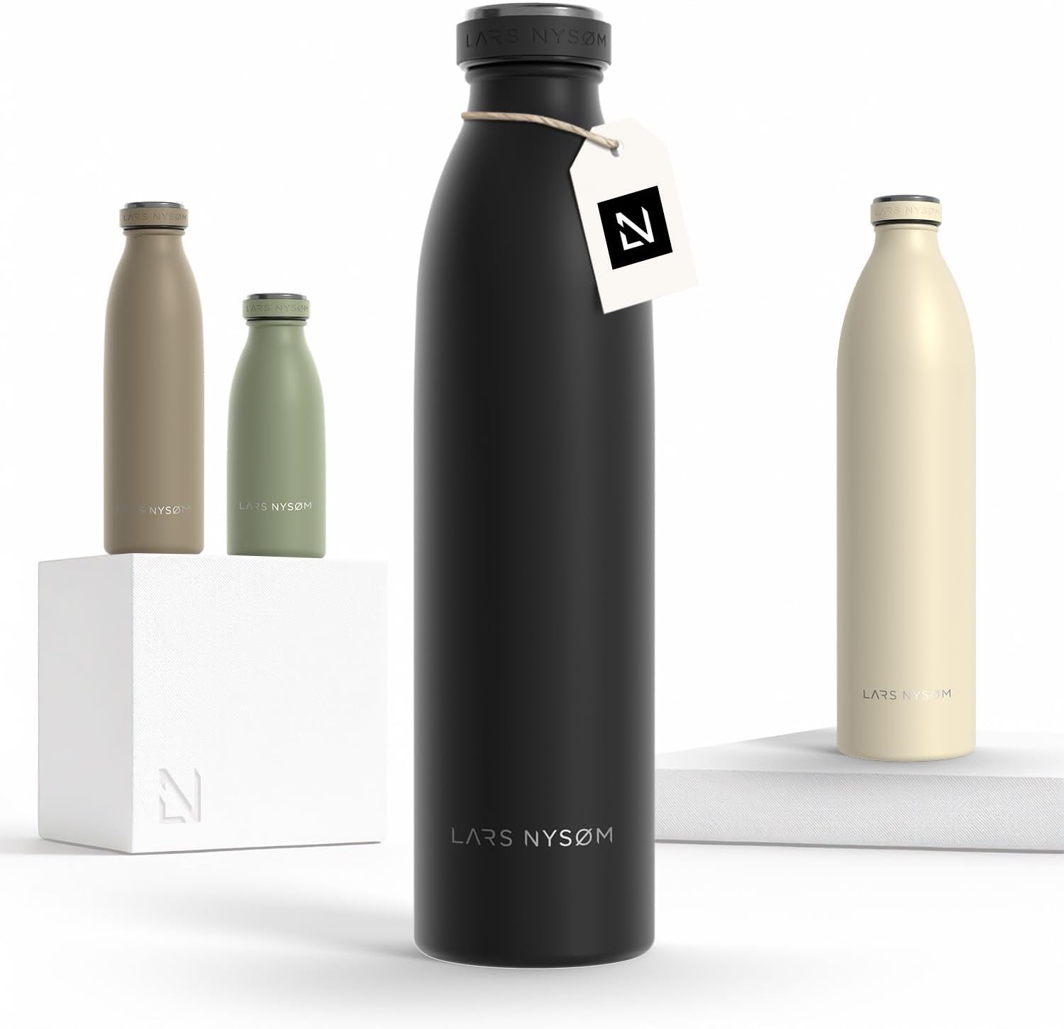 Detalle de LARS NYSØM Edelstahl Trinkflasche Ren 750 ml – Auslaufsicher, Doppelwand-Vakuumisolierung