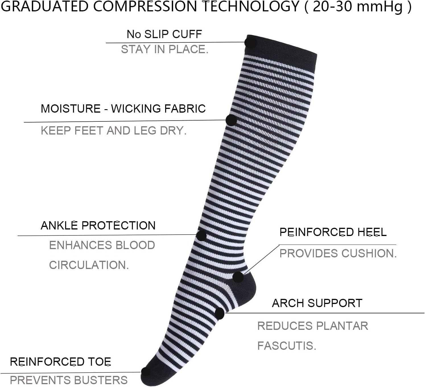 Detalle de LEOSTEP 4 Pairs Compression Socks for Women & Men
