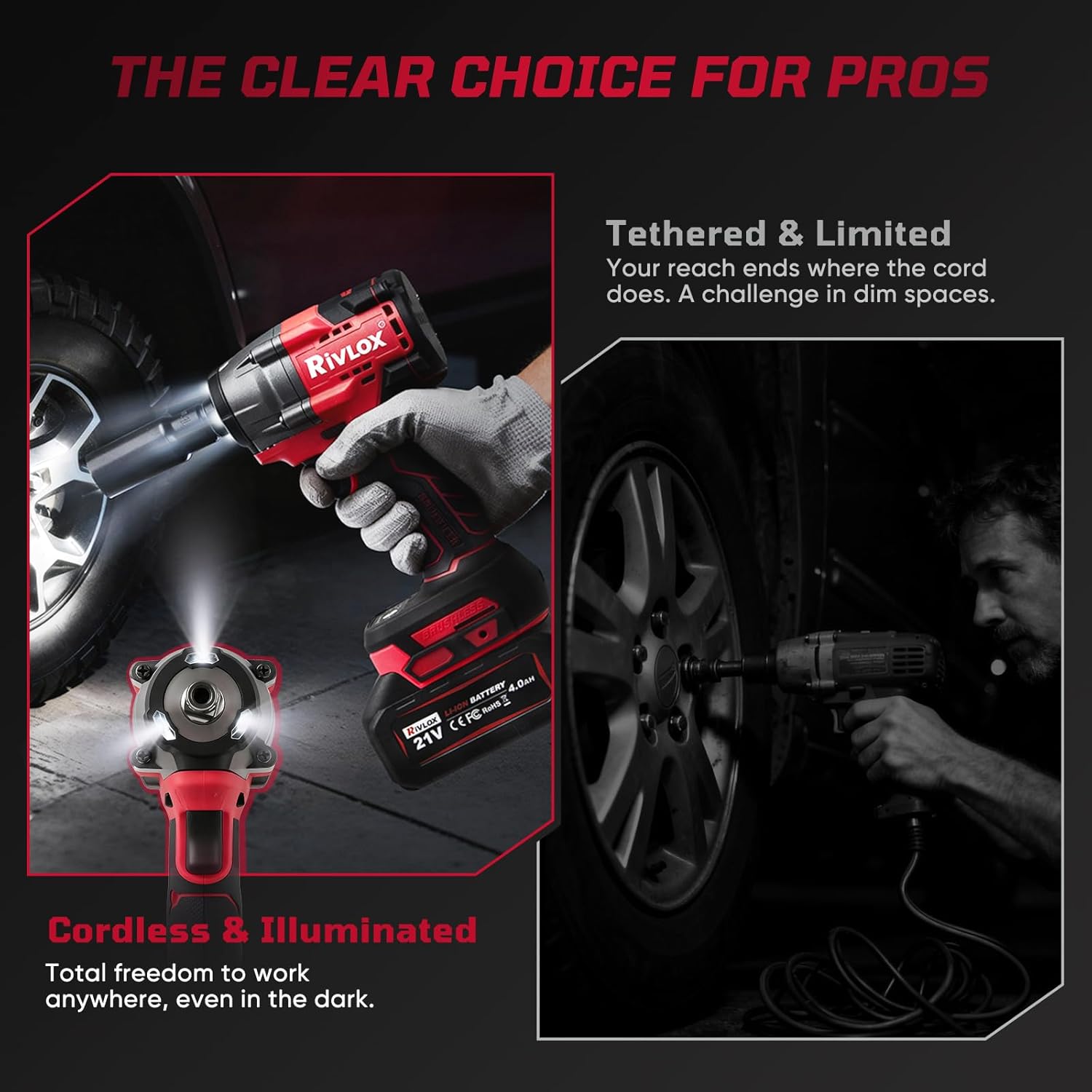 Thumbnail 4 de Rivlox Cordless Impact Wrench 800N·m (1/2in) Brushless High Torque Kit