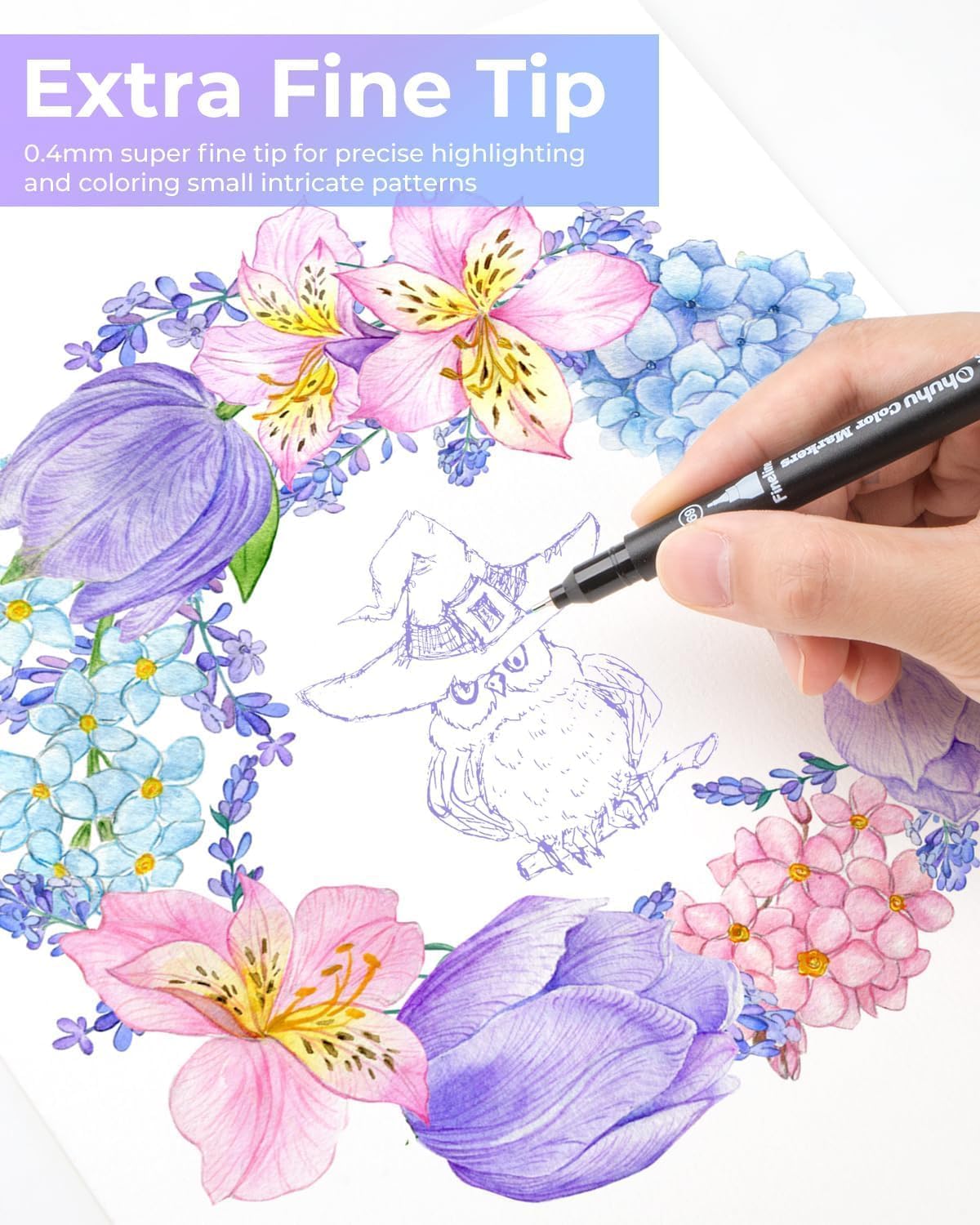 Detalle de Ohuhu 100 Farben Dual Brush Pen Set (Pinsel & Fineliner) mit Doppelspitze