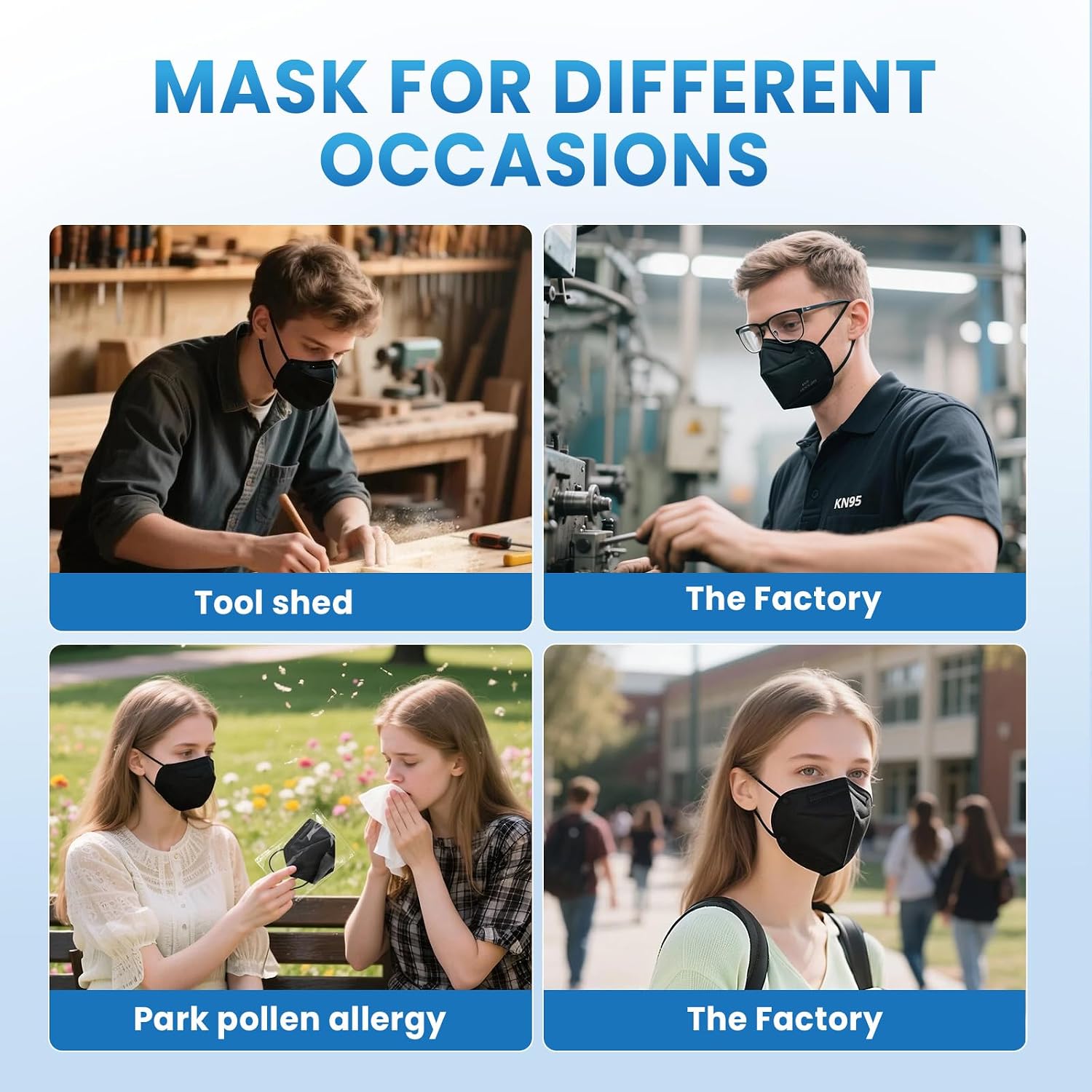 Thumbnail 6 de Borje KN95 Face Masks, 50-Pack, 5-Layer Filtration, Multicolor