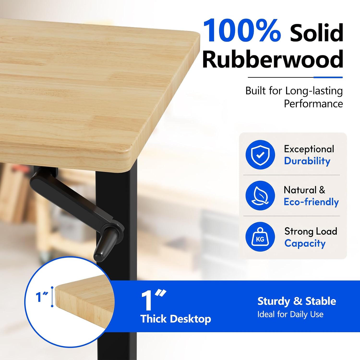 Detalle 2 de Adjustable-Height Workbench with Wood Top