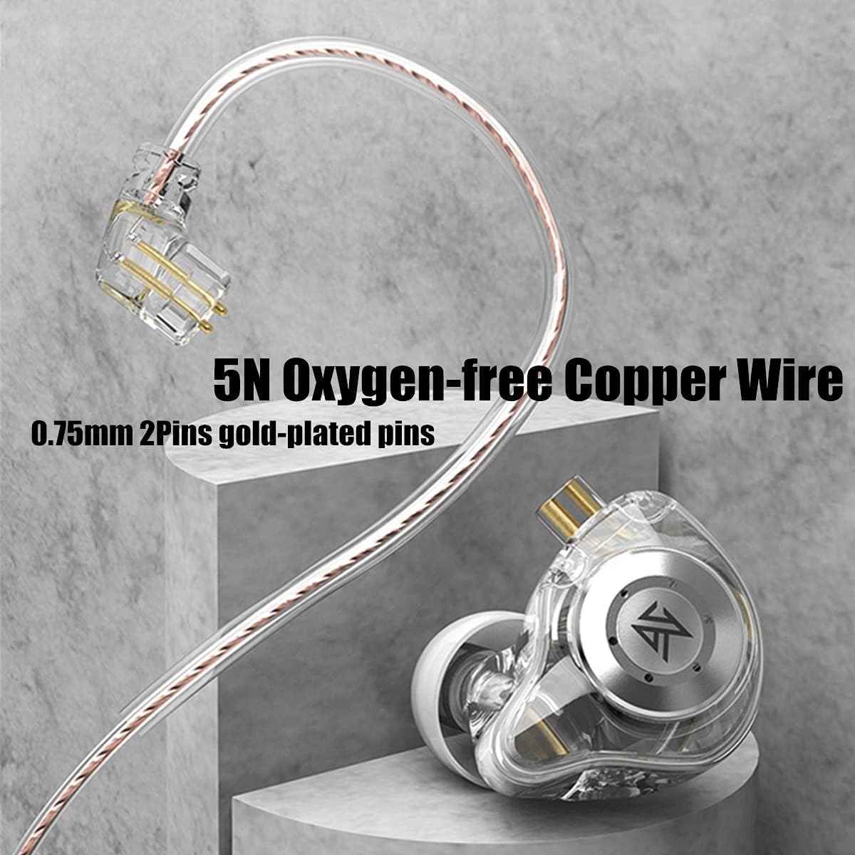 Detalle de Yinyoo KZ EDX PRO wired in-ear earphones (white) with 10mm dynamic driver