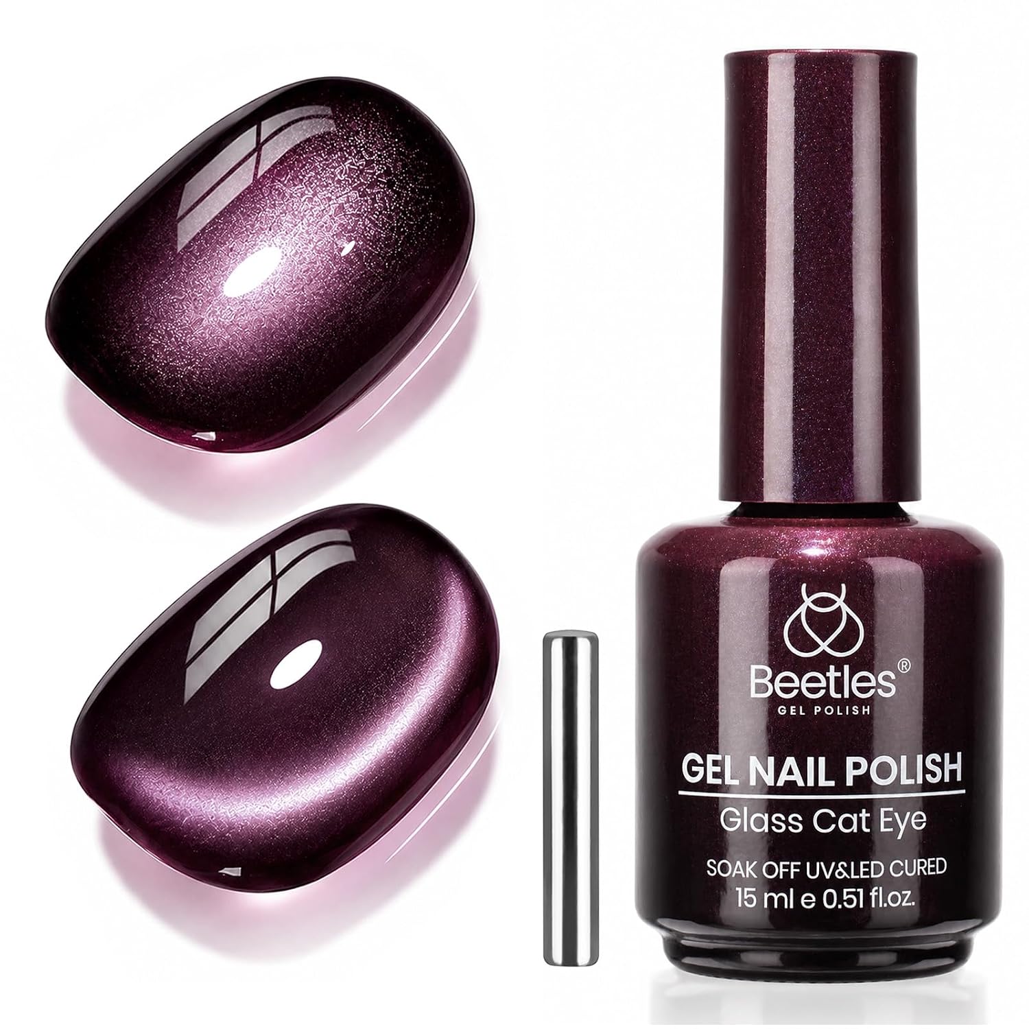 Detalle de Beetles Deep Purple Cat Eye Gel Polish, 15 mL Mystic Plum Magnetic Gel