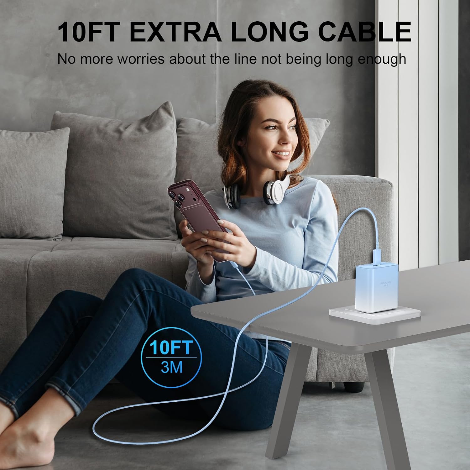 Thumbnail 6 de Phone 16 Pro Max Charger Fast Charging – 45W USB-C Block + 10ft Cable