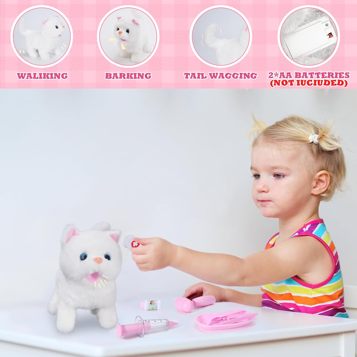 Thumbnail 2 de Doctor Kit for Girls Vet Play Sets for Kids (White Kitten) — Pretend Play Doctor Case for Ages 3–6