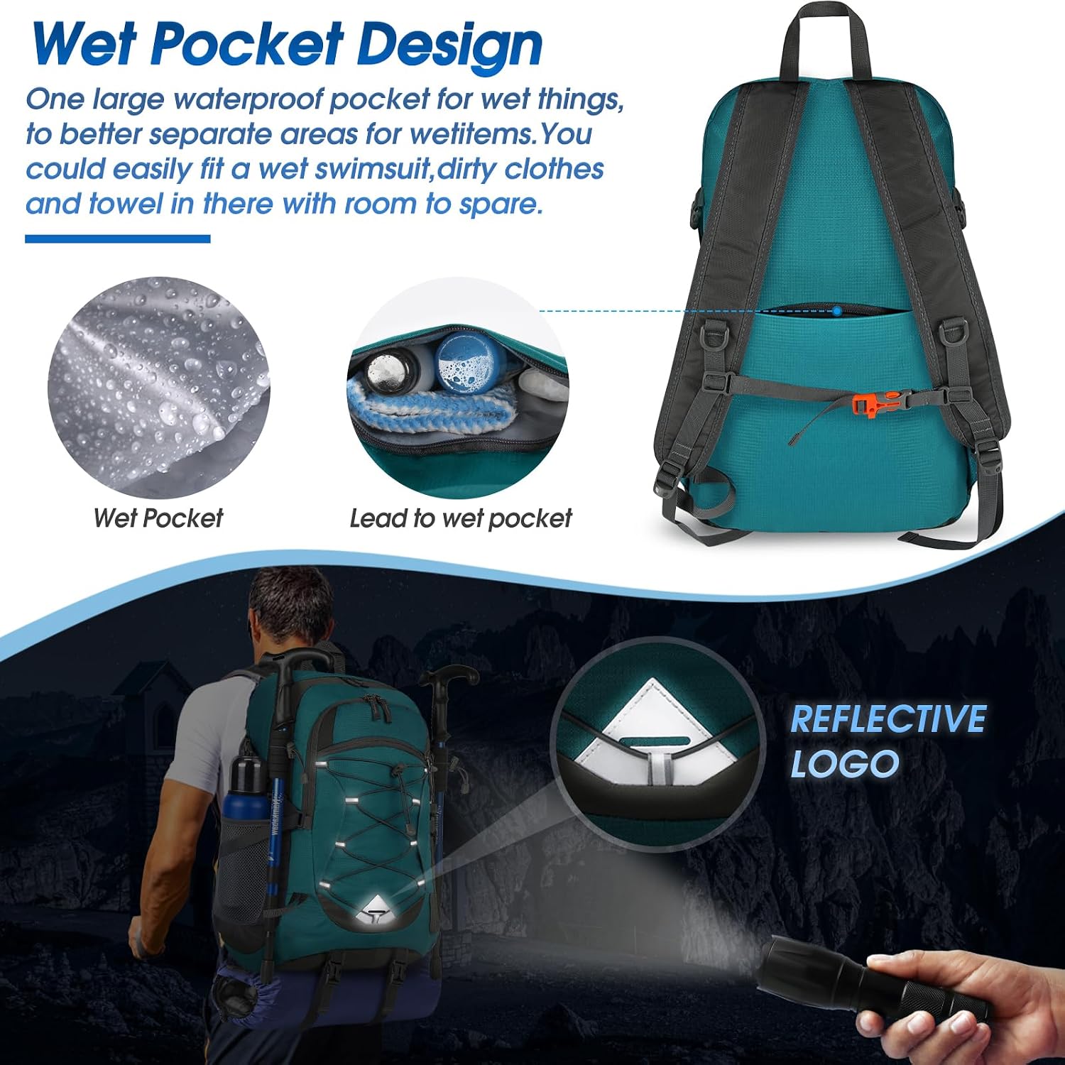 Thumbnail 2 de IGOLUMON 40L Wanderrucksack – wasserdicht, faltbar, leicht und vielseitig