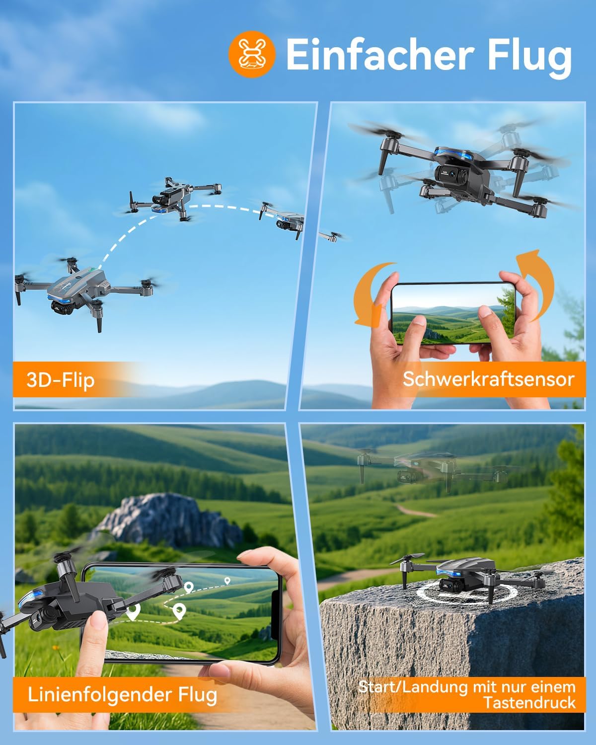 Detalle de FERIETELF T29 C0 Drohne mit Kamera 1080P HD – kompakte Einsteiger-Quadrocopter