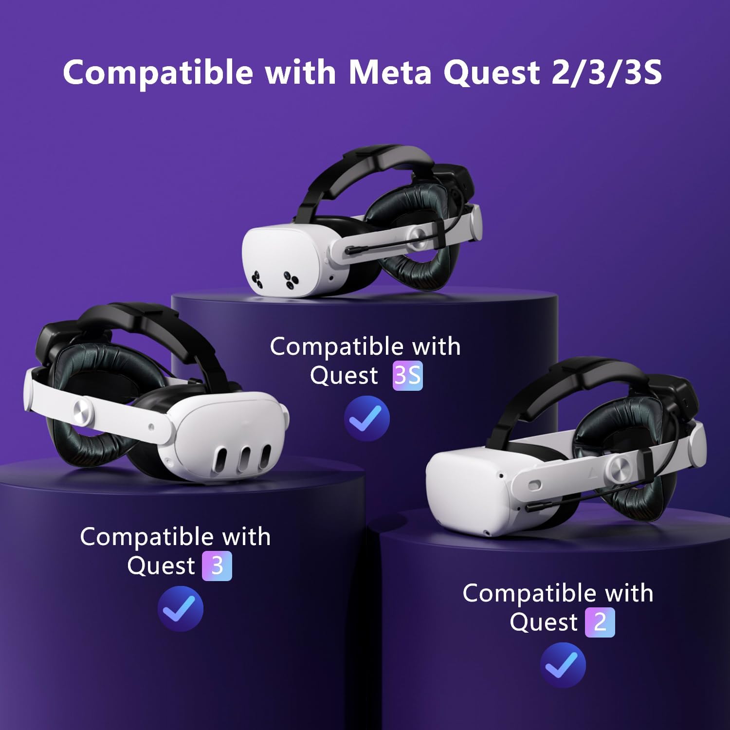 Detalle 2 de Saqico Headstrap +2 Magnetic Battery VR Strap with Dual 10,000mAh Packs