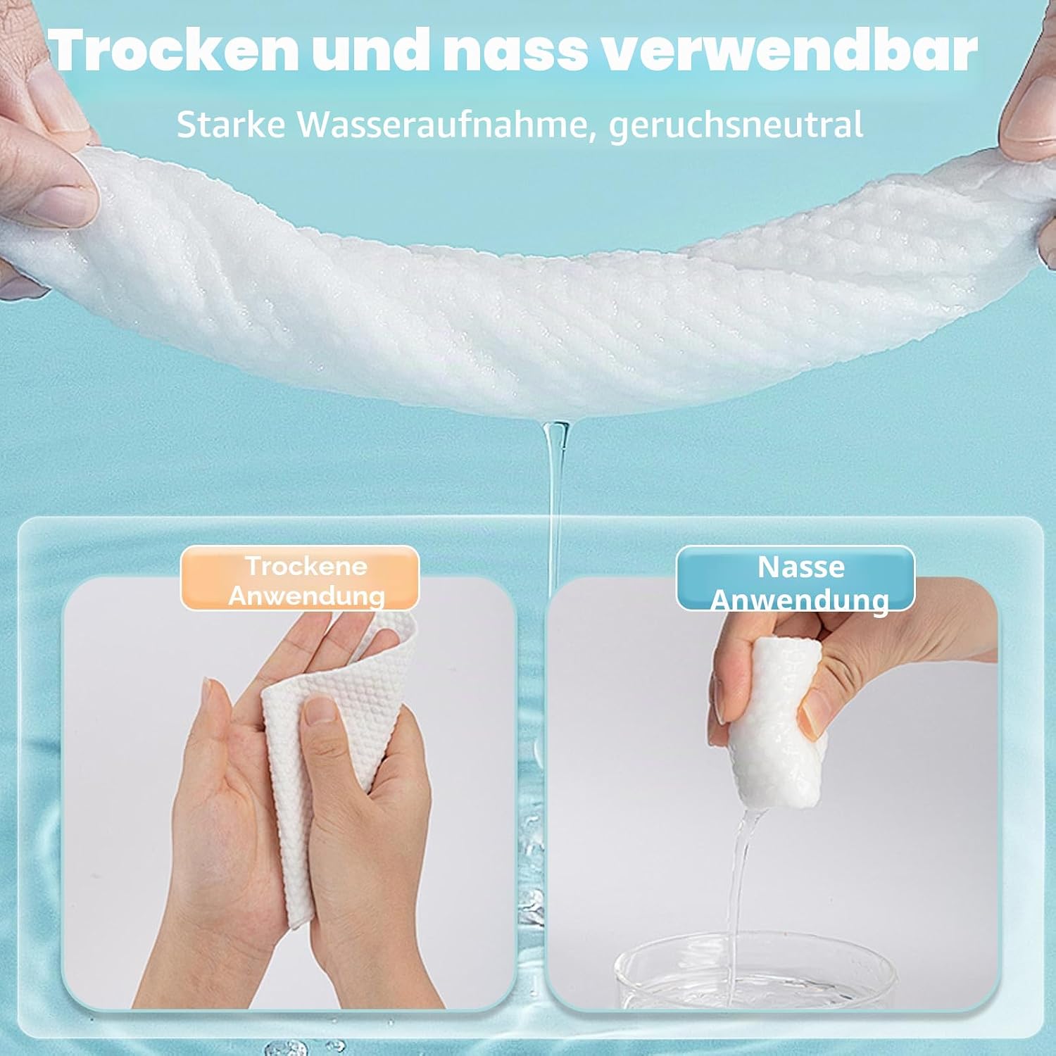 Thumbnail 3 de MISHCHI Gesichtstücher 200 Stück – Biologisch abbaubare Einmalwaschlappen für sensible Haut