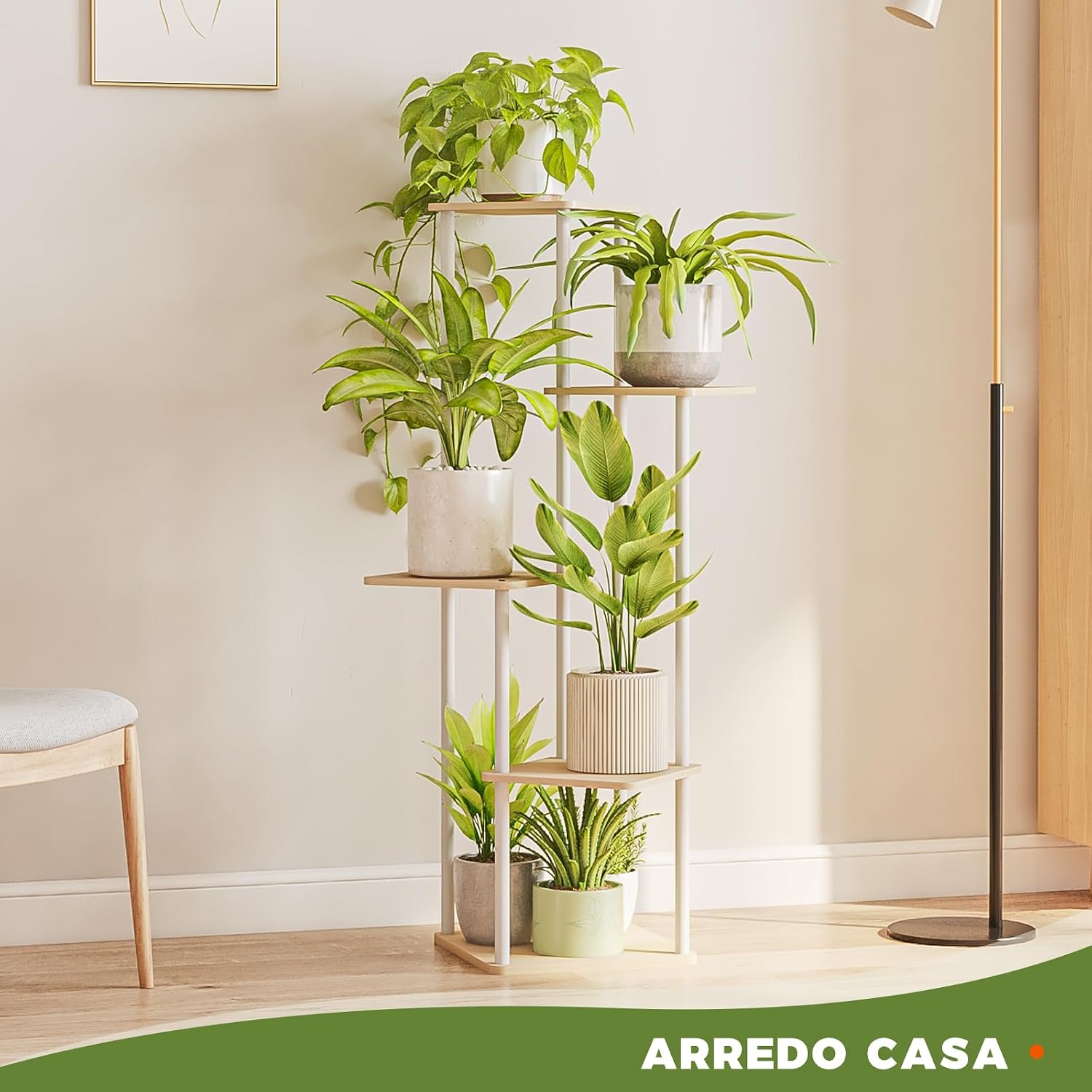 Thumbnail 6 de Bamworld Porta Piante da Interno ed Esterno a 5 Ripiani – Scaffale in Legno e Metallo