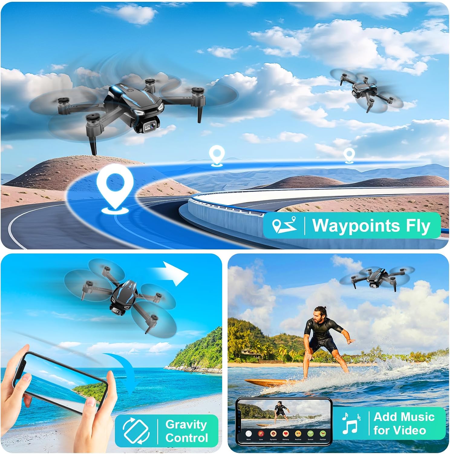 Thumbnail 4 de 1080P Foldable Drone for Beginners