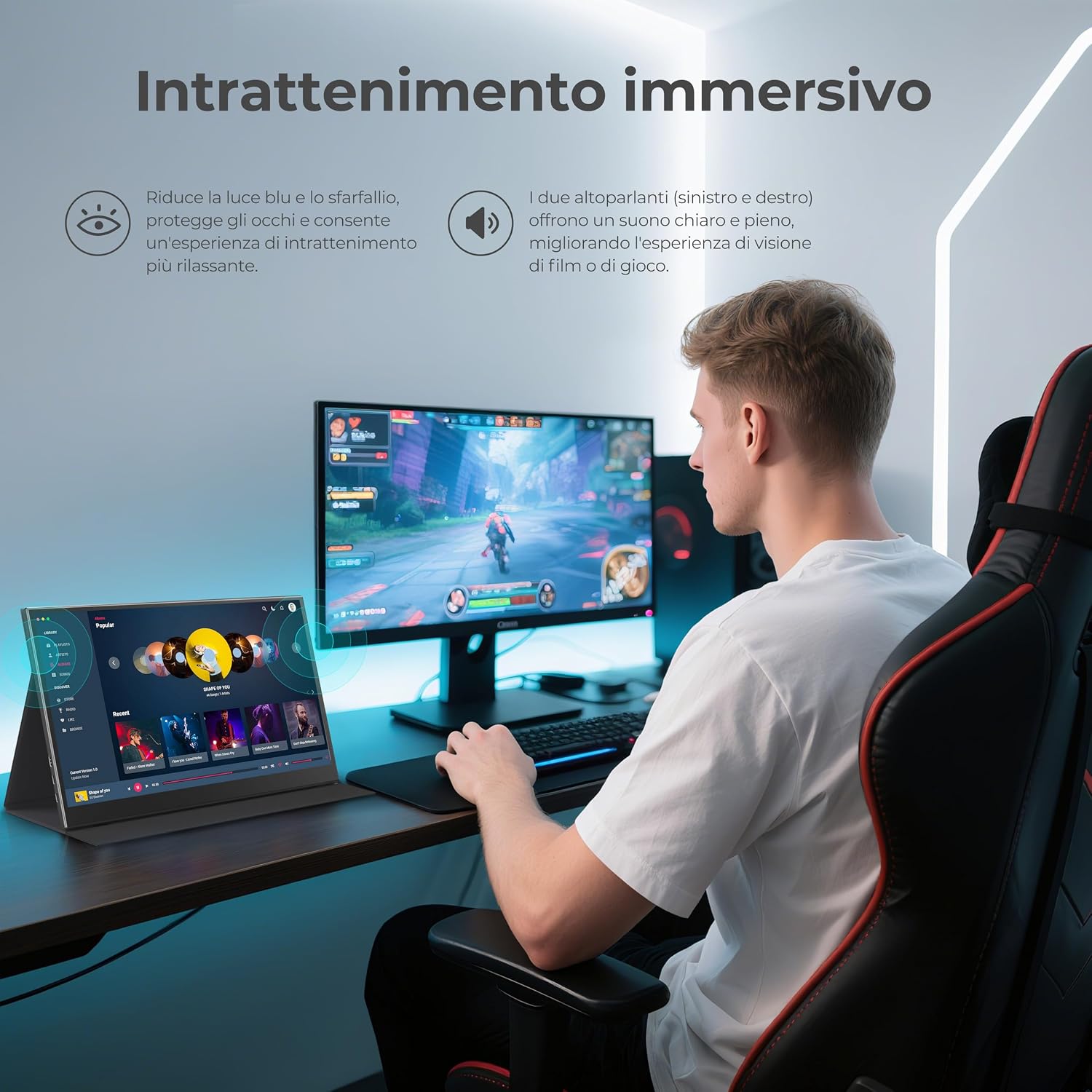 Detalle de UFYQL Monitor Portatile 15,6" IPS Full HD: schermo extra ultra-slim con custodia e connettività USB-C e mini HDMI