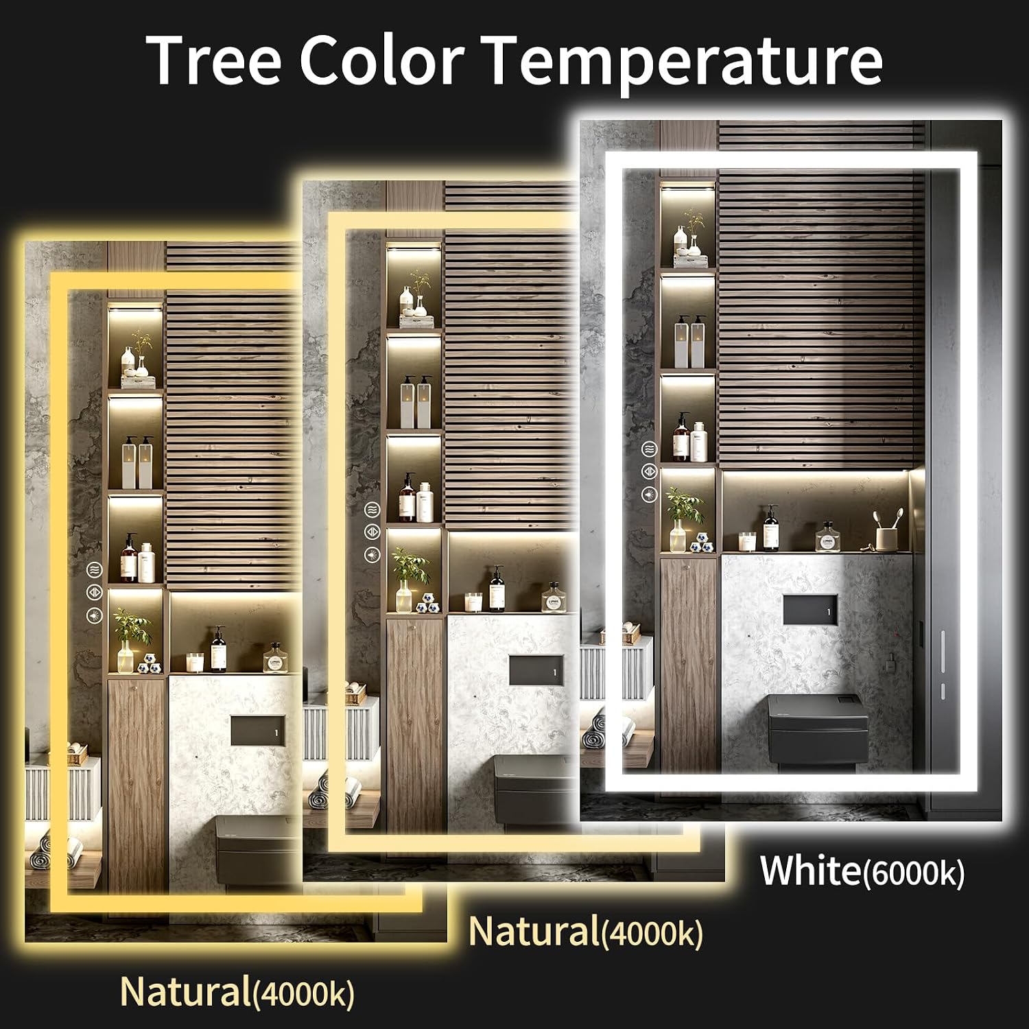Thumbnail 4 de WISSMIELS 36" x 72" LED Bathroom Mirror, Dimmable, Anti-Fog, Dual Lighting
