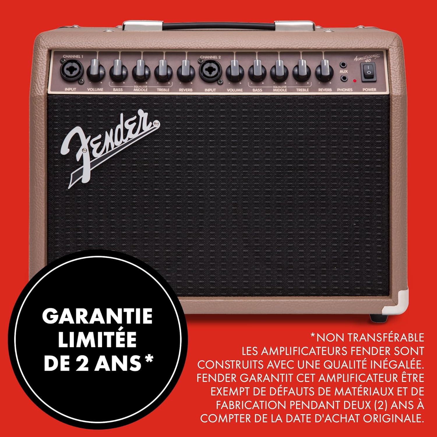 Thumbnail 4 de Fender Acoustasonic 40 (230 V UK) – ampli combo 40 W avec réverbération et entrées pour guitare électro-acoustique & micro