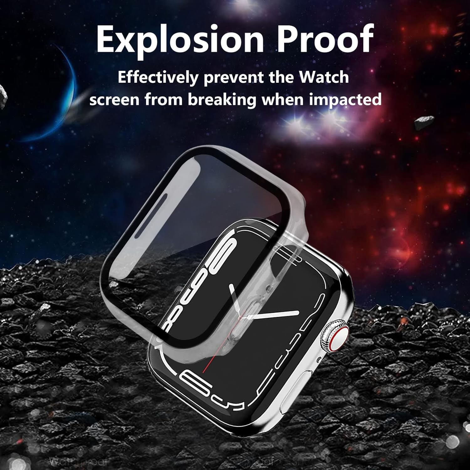 Detalle de AOTUAO 4 Pezzi Cover per Apple Watch 41mm Series 9/8/7 – Protezione Schermo Temperato Trasparente