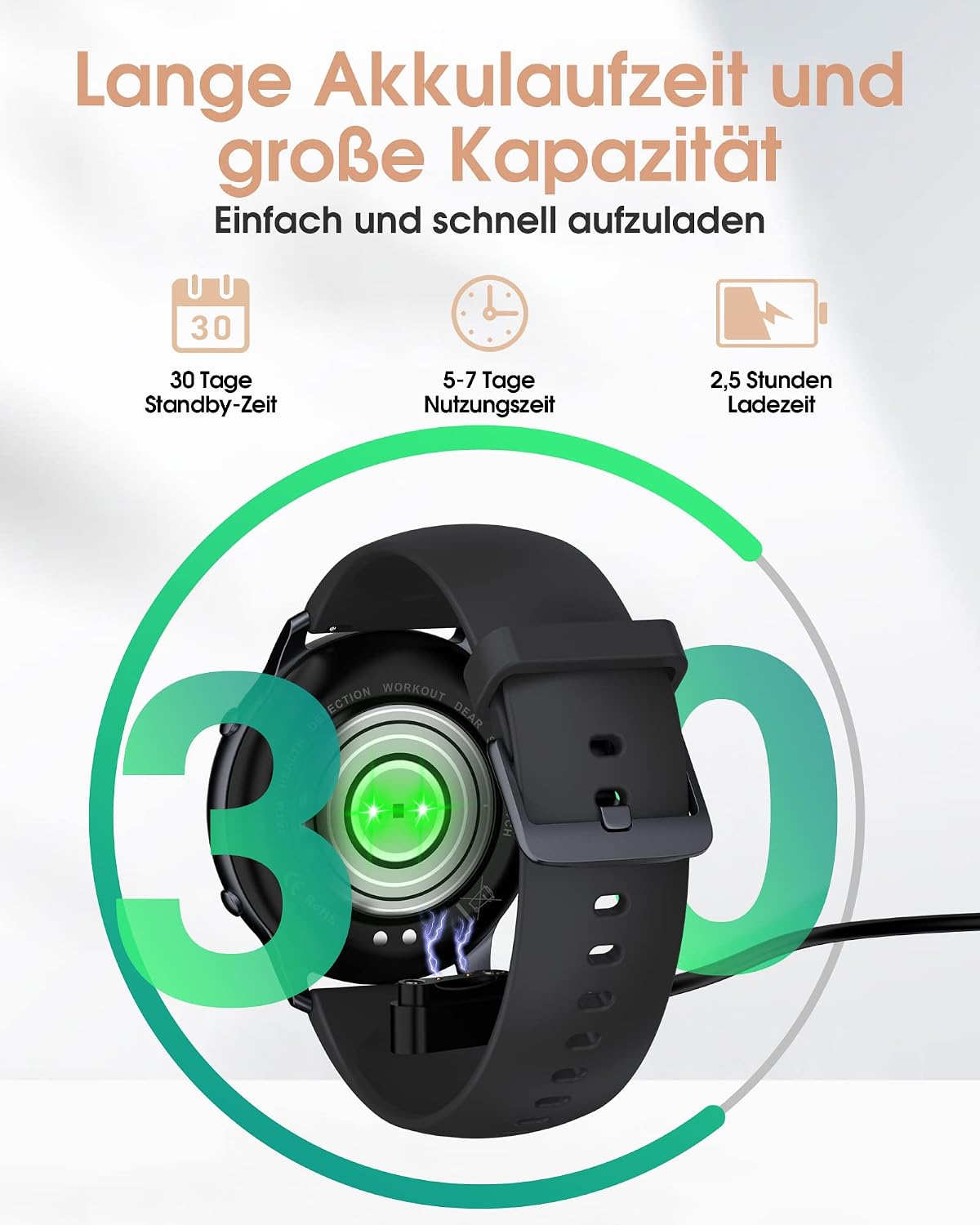 Detalle de TUYOMA Smartwatch – 1,3" Touchscreen Fitness Tracker mit Herzfrequenz, SpO₂ und Menstruations-Tracking