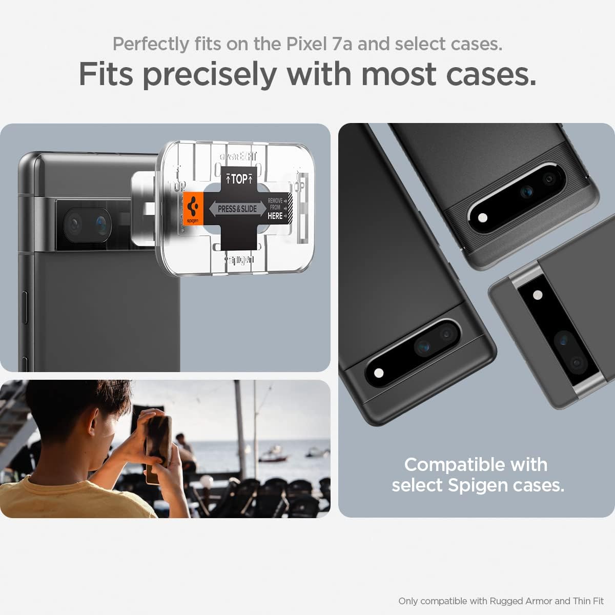 Thumbnail 5 de Spigen Glas.tR EZ Fit pour Google Pixel 7a : protection caméra arrière en verre trempé (2 pièces)