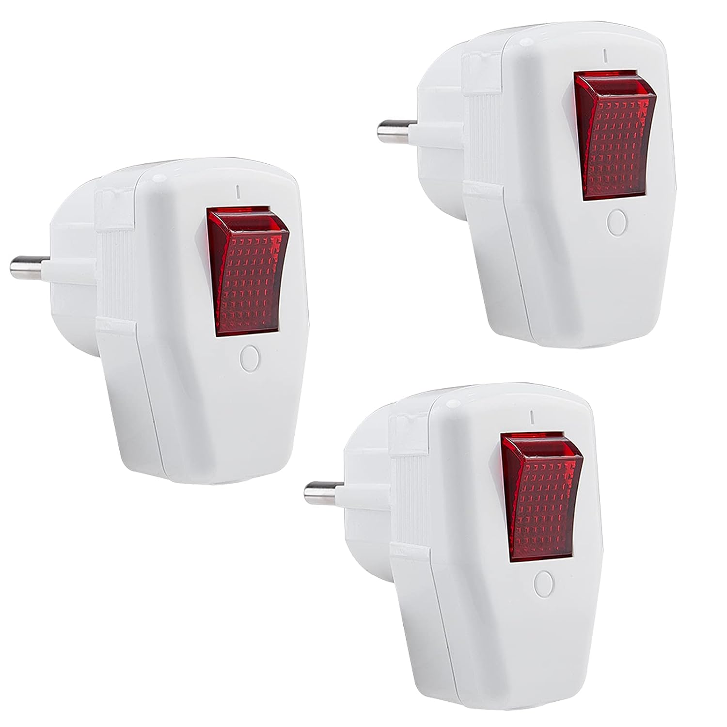 Detalle de HITRENDS Schuko-stekkers met schakelaar, set van 3, haaks, IP20