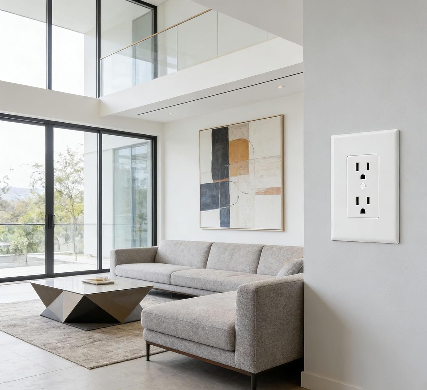 Detalle 2 de ZEFTV 20-Pack Duplex Outlet Wall Plates, 1-Gang White Polycarbonate
