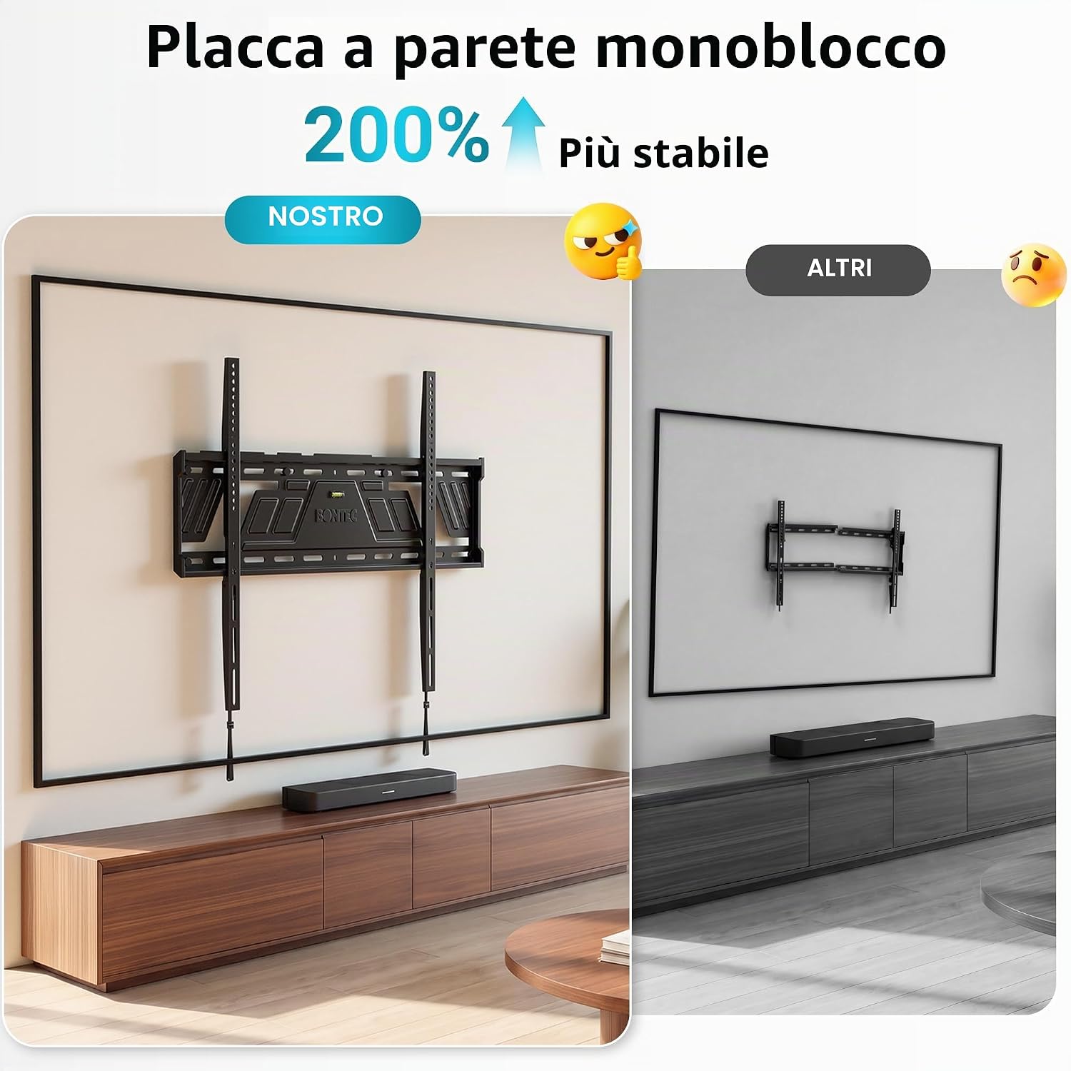Detalle de BONTEC Supporto TV da Parete per TV 43-100" — VESA 800x600, profilo ultra-sottile e portata fino a 100 kg