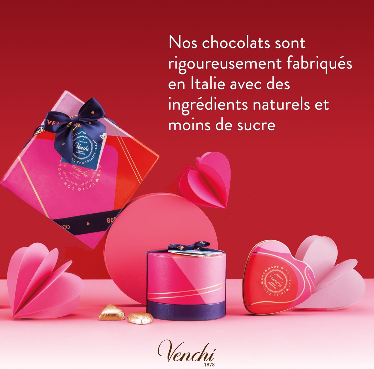 Thumbnail 6 de Venchi Chocolats Valentines Extra Noirs 75% – Cœur, 1 kg, sans gluten, végan