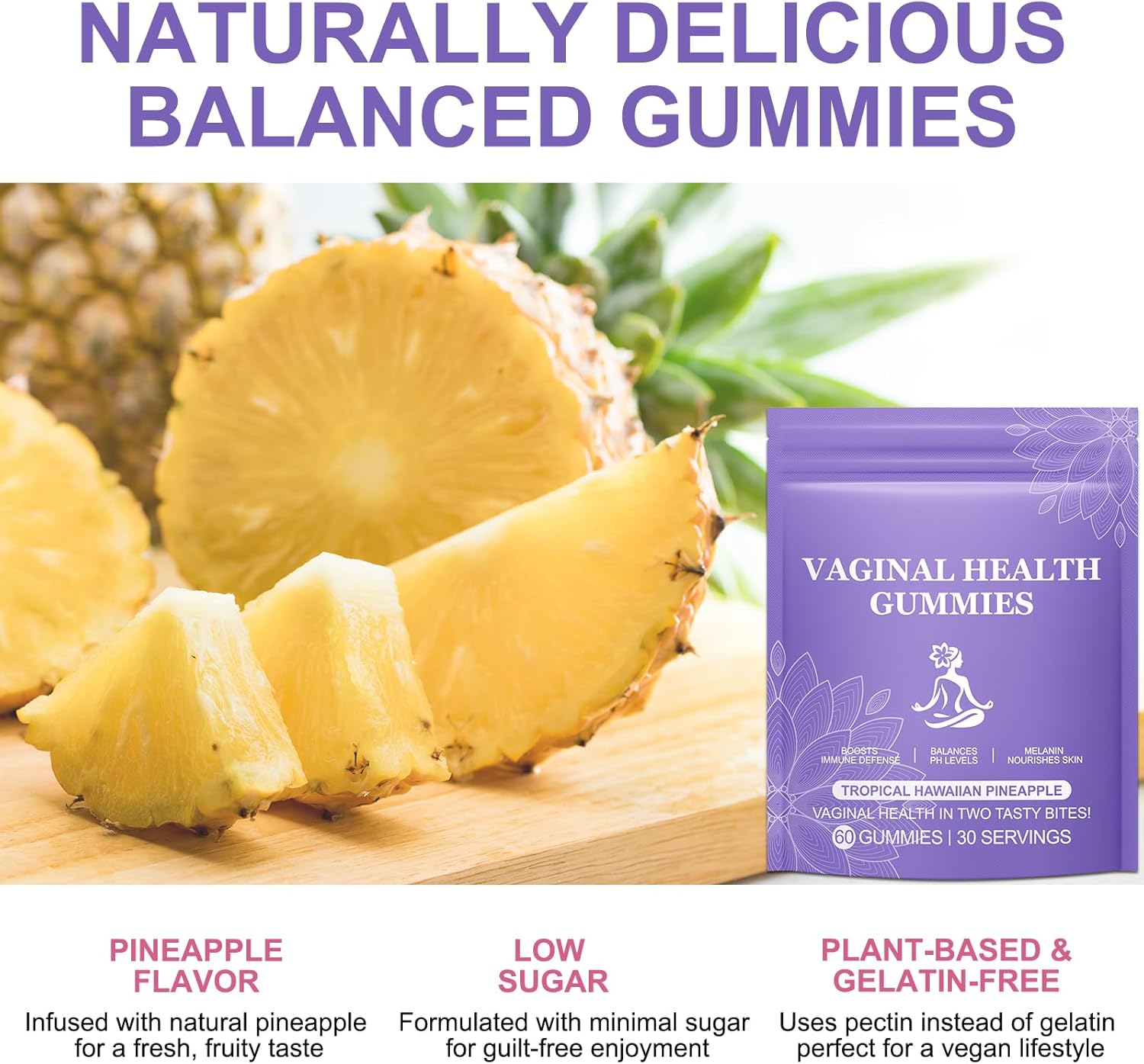 Detalle 2 de Gummies Équilibre Féminin Saveur Ananas — douceur et facilité d’utilisation