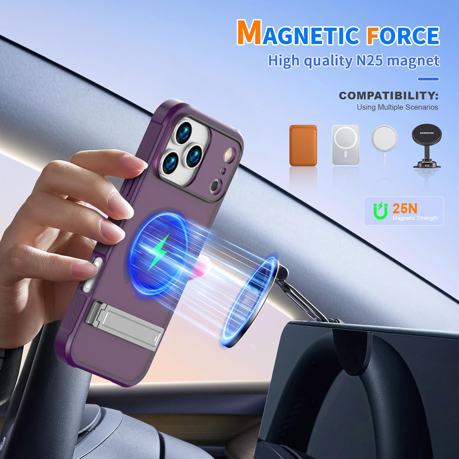 Detalle de ACKETBOX iPhone 17 Pro Max Case with Built-In Kickstand
