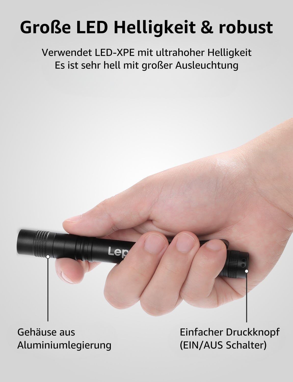Thumbnail 3 de Lepro Taschenlampe – Mini LED Stiftlampe IPX4, 3 Modi, 2er Set