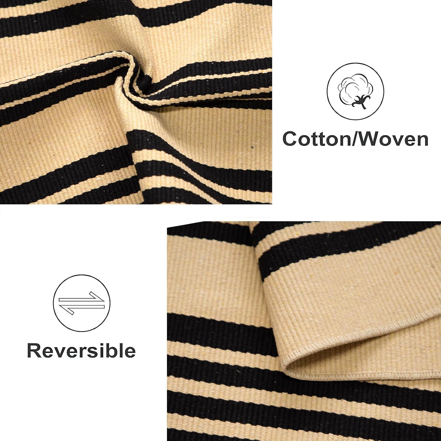 Detalle de Striped Outdoor Rug 24 x 51 Inches