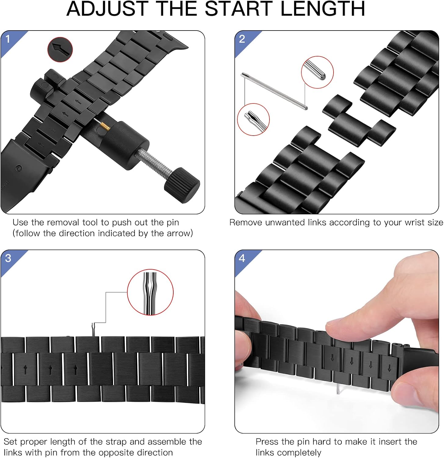 Detalle 2 de Wepro Stainless Steel Bracelet for Apple Watch (38/40/41/42/44/45 mm) — Slim Business Strap