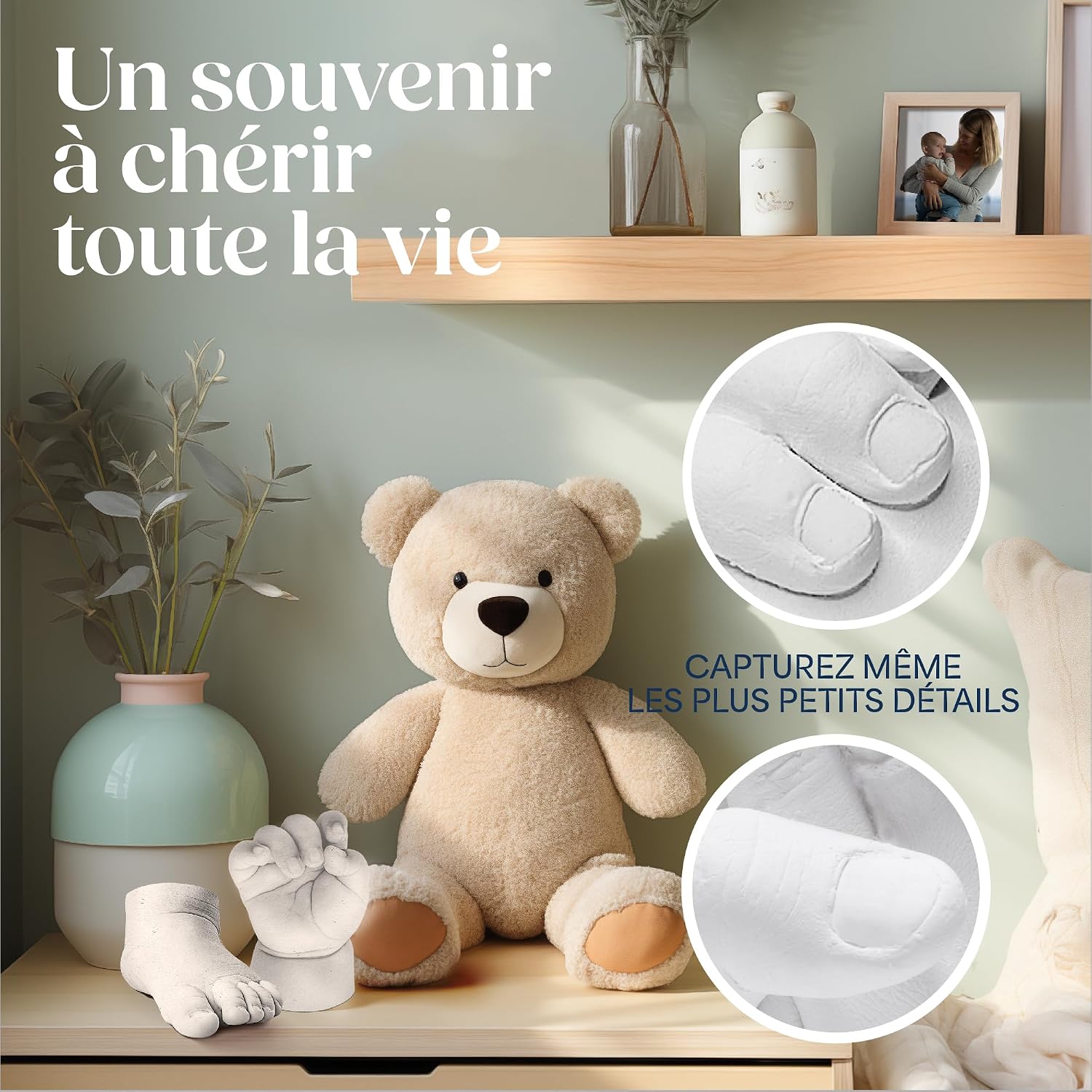 Detalle de Niimo® Kit de Moulage Main et Pied Bébé 3D — 2 moulages, non irritant et non toxique