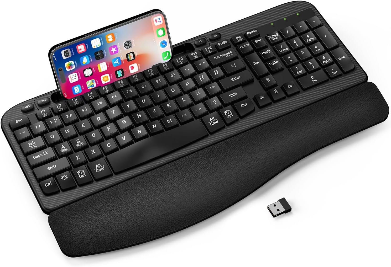 Detalle de Ergonomic Wireless Keyboard 2.4GHz Wave Keys