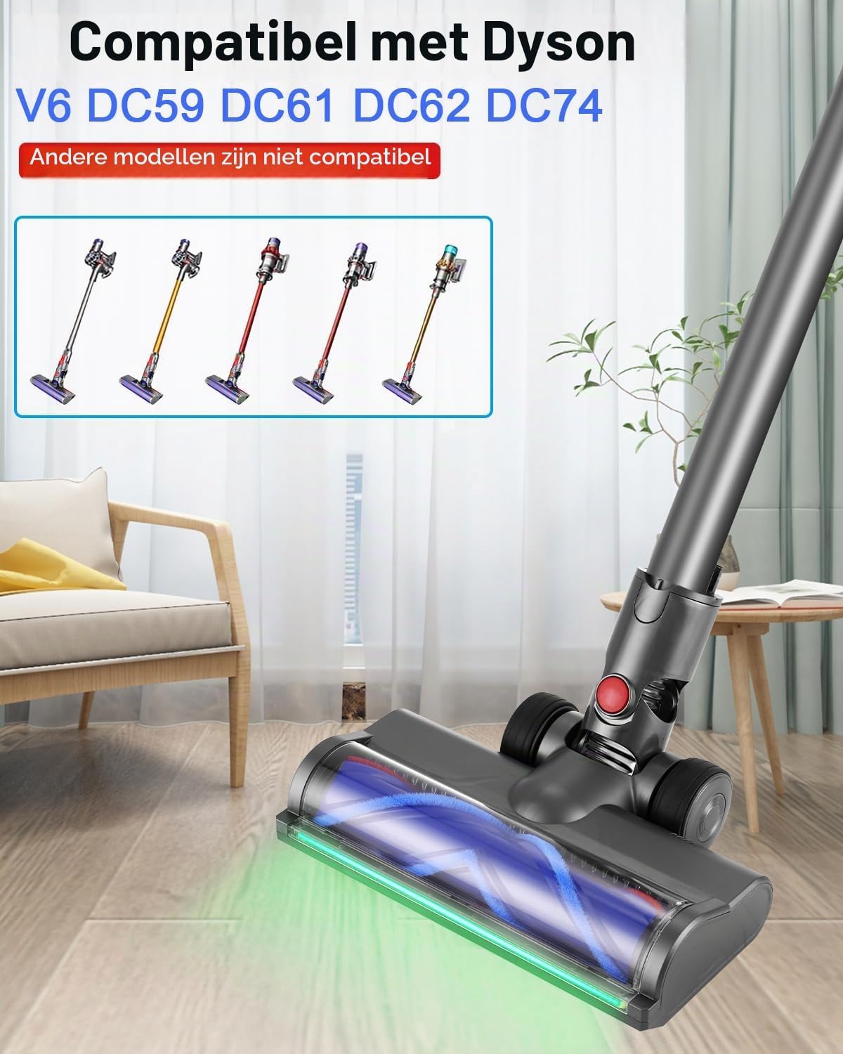 Detalle de Zounin D1-DD elektrische turboborstel met led, 180° draaikop en koolstofvezelborstel